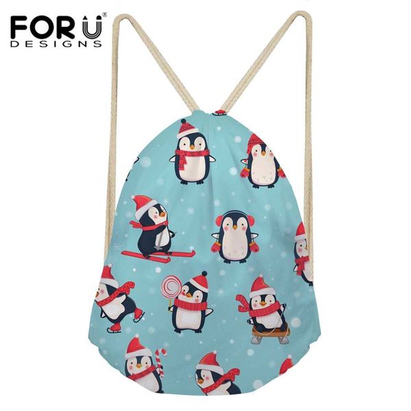 forudesigns women drawstring bags cute penguin print children school bagpack travel lapbackpack mochilas escolar softback